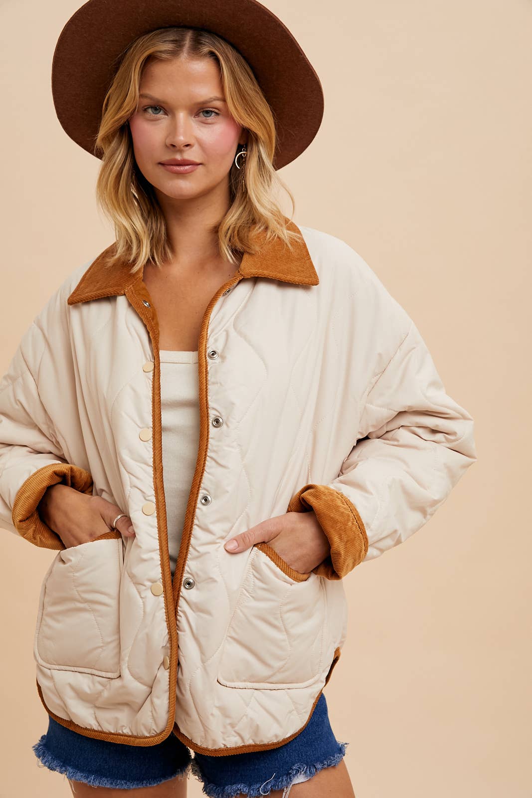 Reversible Quilted Corduroy Puff Jacket
