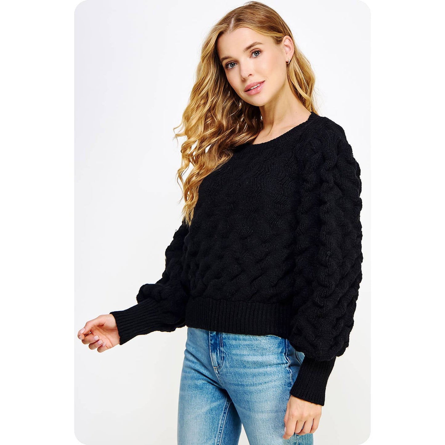 Textured Wave Thick Knit Sweater
