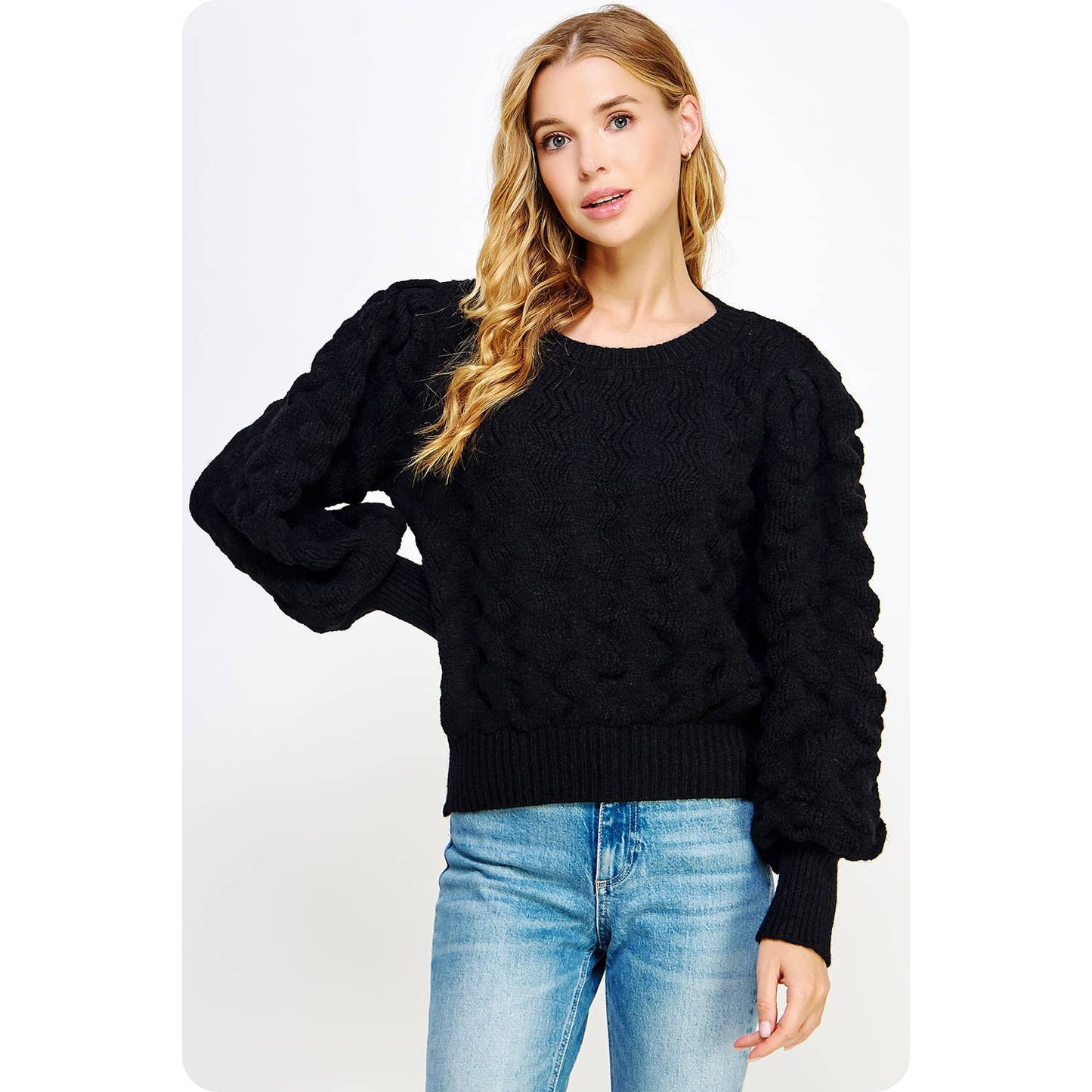 Textured Wave Thick Knit Sweater
