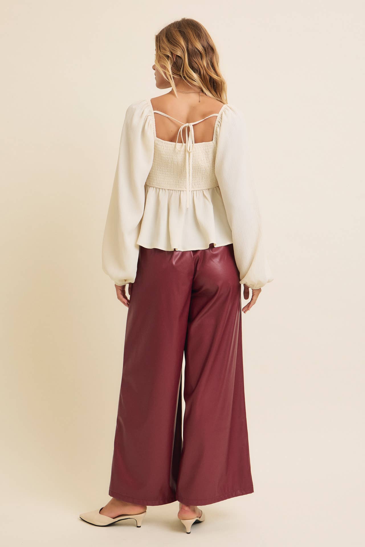 Vegan Leather Wide-Leg Pants