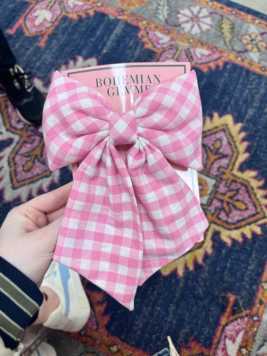 Light Pink Gingham Hair Bow