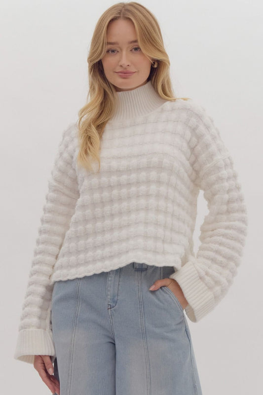 Cozy Up White Turtleneck Top