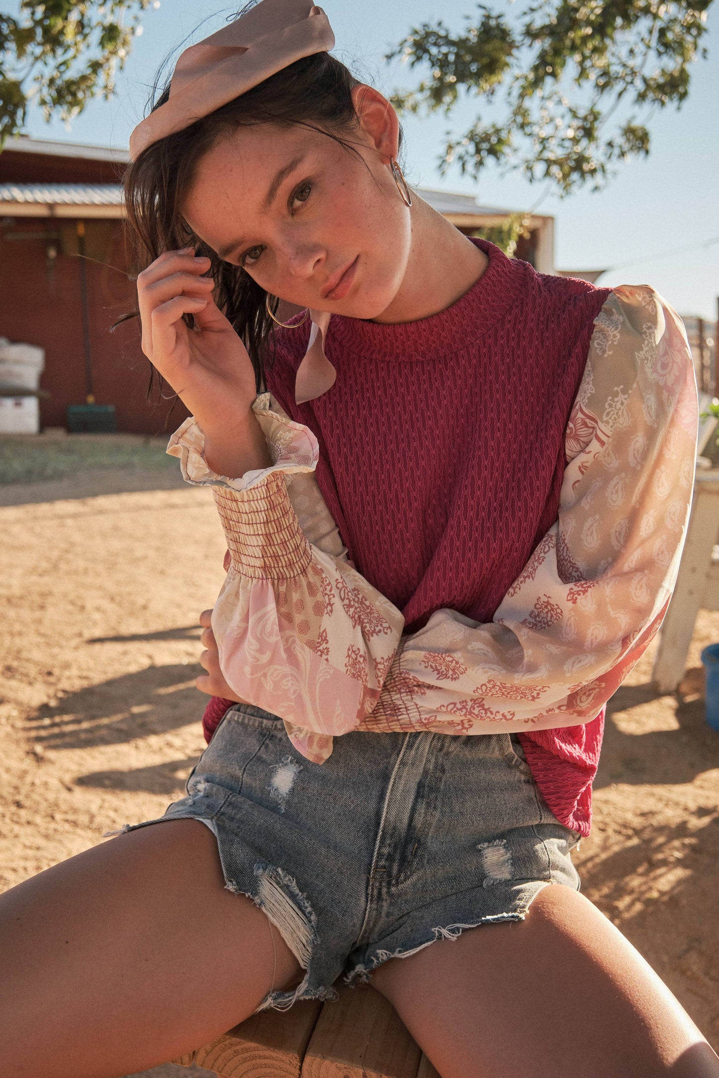 Patterned Long Sleeve Blouse