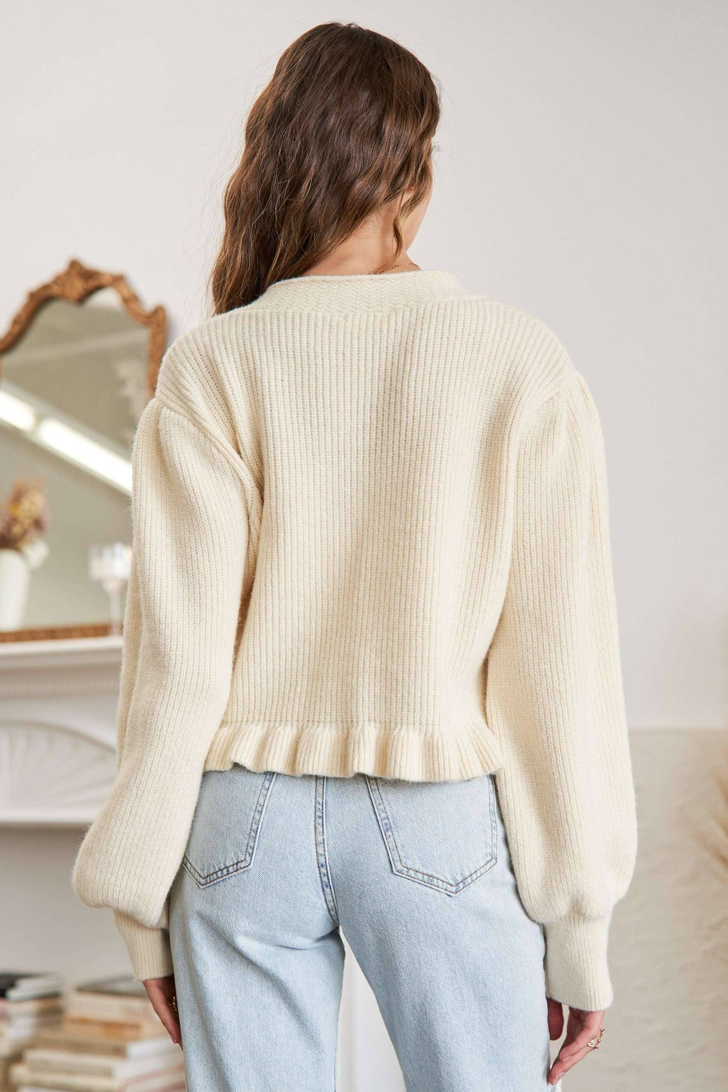 Aurora Ruffle Hem Sweater Cardigan