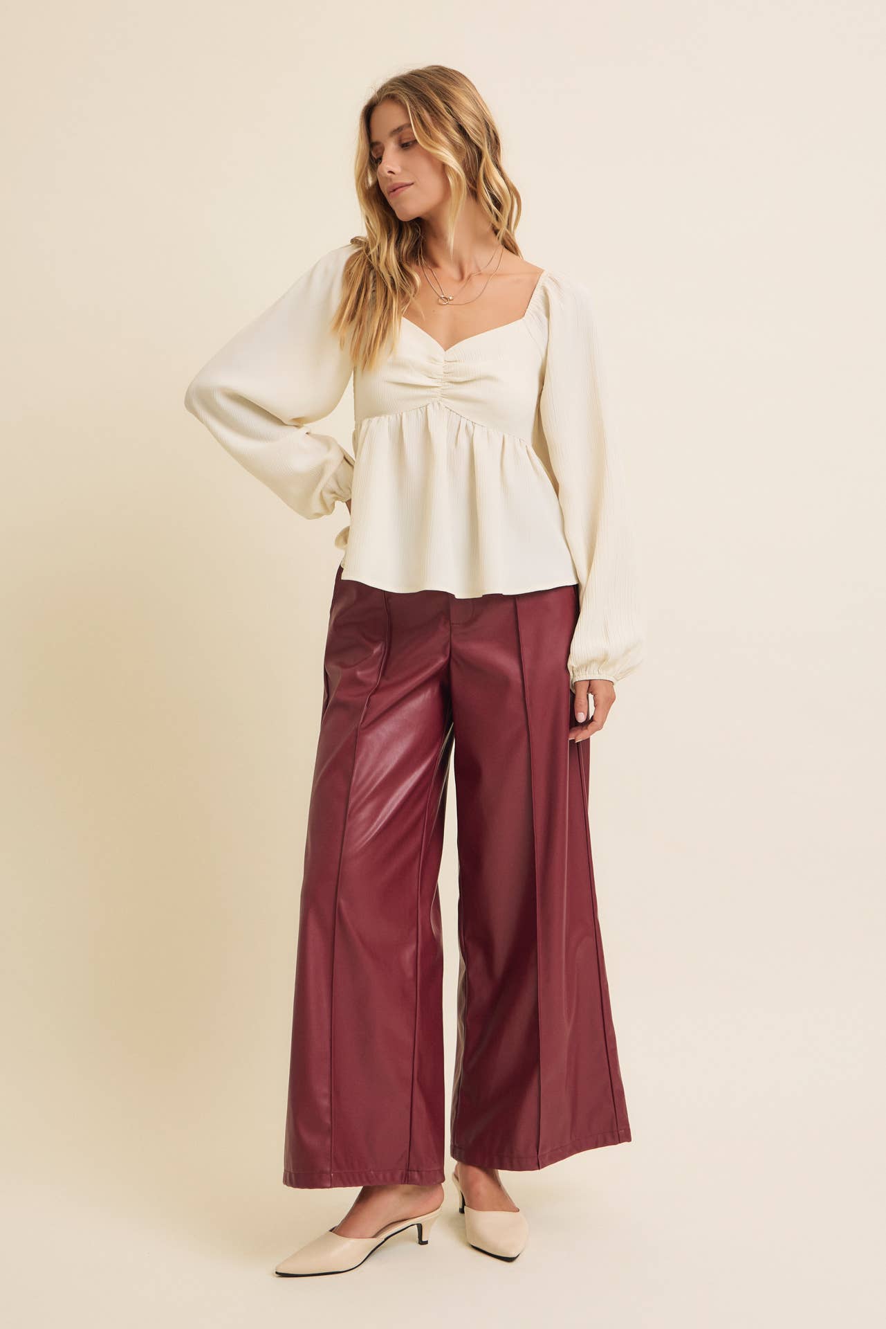 Vegan Leather Wide-Leg Pants