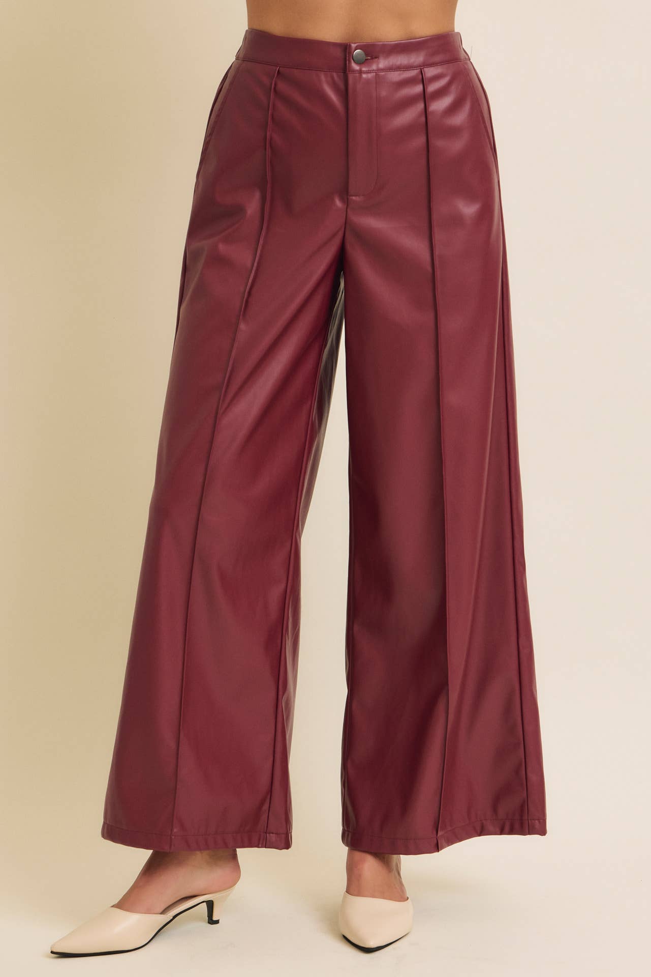 Vegan Leather Wide-Leg Pants