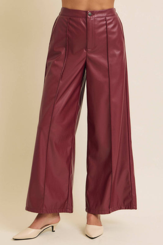 Vegan Leather Wide-Leg Pants