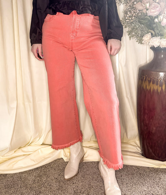 ‘Just Peachy’ Risen Brand Frayed Jeans