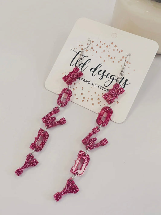 “Howdy” Pink Dangled Earrings