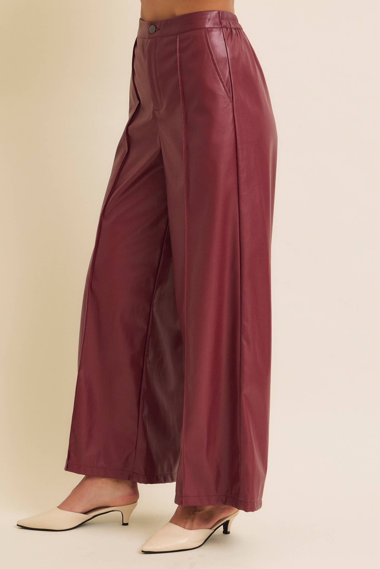 Vegan Leather Wide-Leg Pants