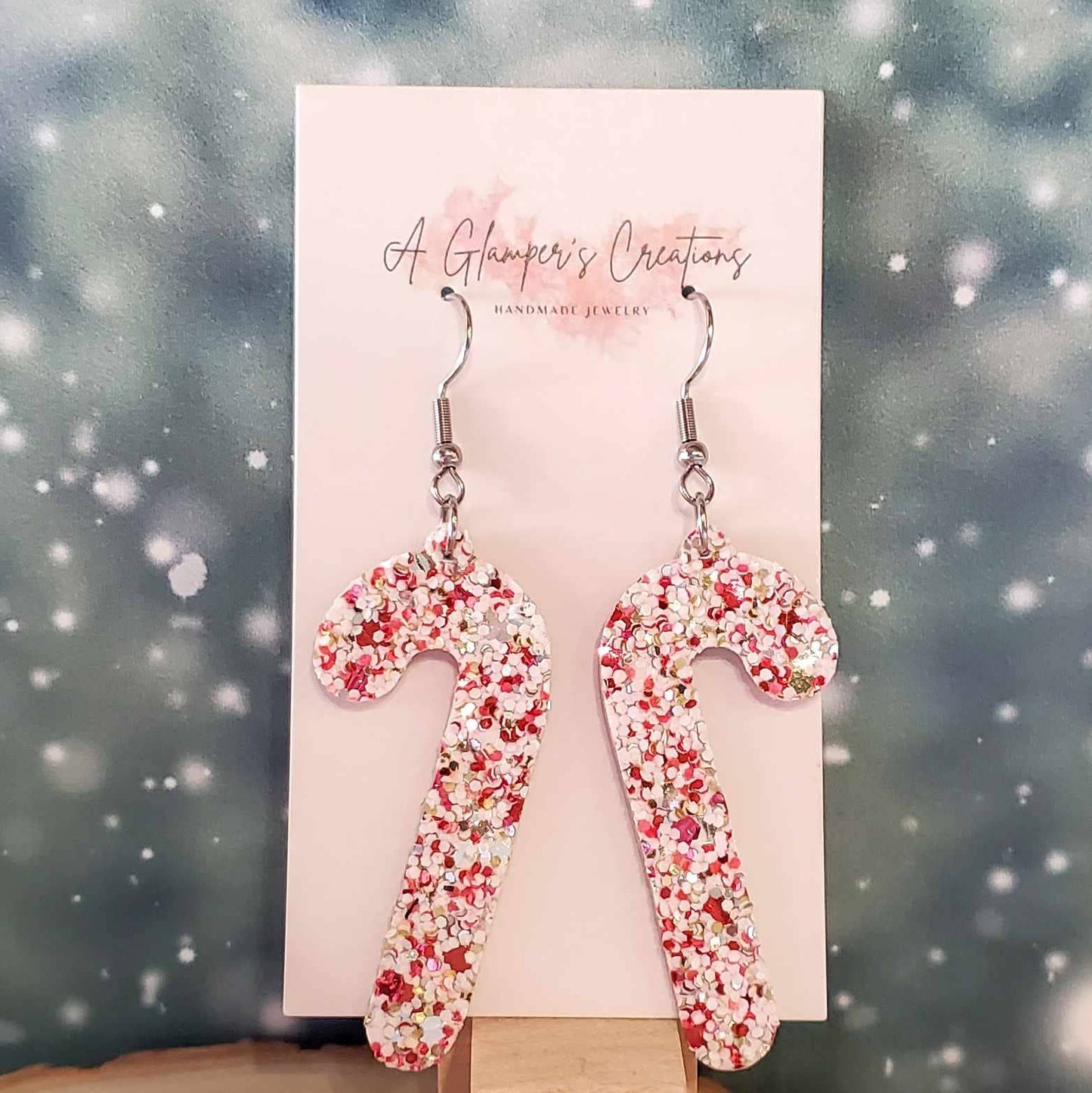 Christmas Glitter Candy Cane Leather Earrings