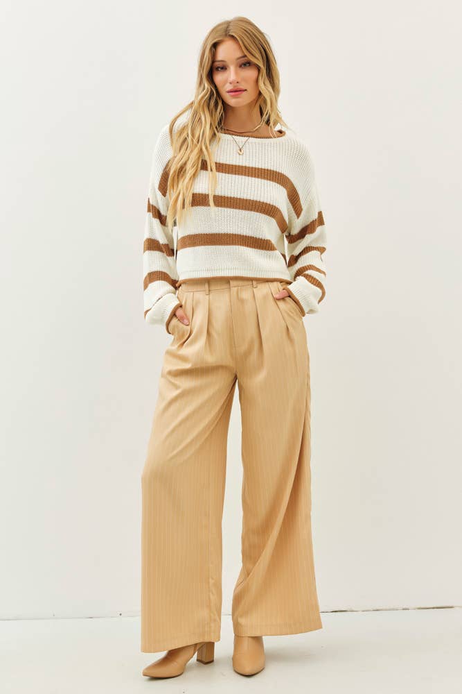 Mocha Striped Oversize Sweater