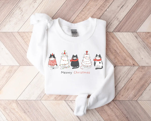 Meowy Christmas Cat Holiday Sweatshirt